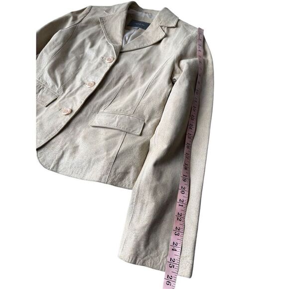 Apt. 9 Beige Metallic Suede Genuine Leather Blazer - Picture 10 of 11